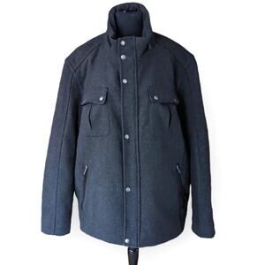 Cole Haan Men's Signature Melton Gray Wool Blend Trucker Coat M